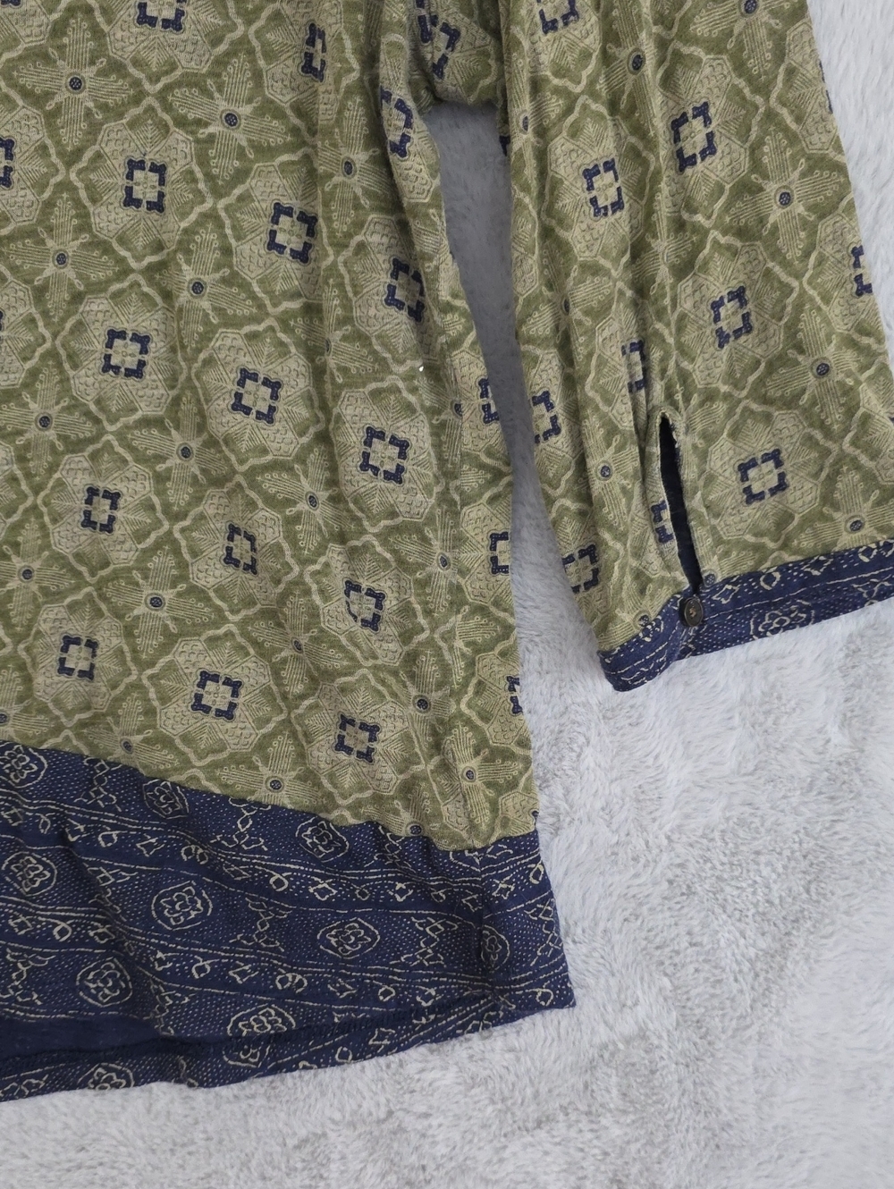 Lucky Brand Olive Green & Navy Printed Boho Tunic - Picture 9 of 10